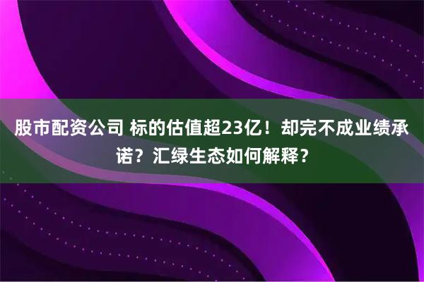 股市配资公司 标的估值超23亿！却完不成业绩承诺？汇绿生态如何解释？